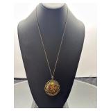 Butterfly Necklace With Gold-Tone Chain and Enamel