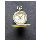 Vintage Pocket Compass in Metal Case with Hinged L