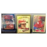 3 Pete Rose Baseball Cards in Protective Sleeves