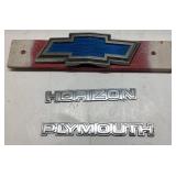Three Vintage Automotive Emblems: Chevrolet, Horiz