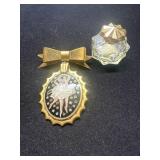 Vintage Perfume Bottle with Ballerina Brooch Accen