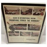 Champion Spark Plugs Vintage Racing Advertisement
