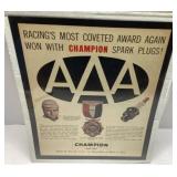 Framed Champion Spark Plugs AAA Original Advertise