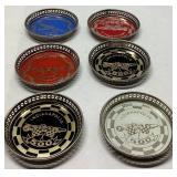 6 Indianapolis 500 Coasters with Metal Rims