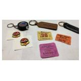 Keychains and Vintage Ticket Stubs