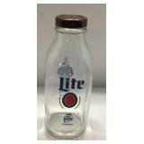Miller Lite Glass Milk Bottle with Cap, Approximat