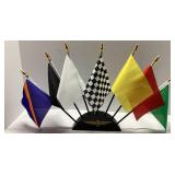Race Flag Display Set with Black Wooden Base