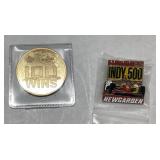 Indianapolis 500 Gold-Toned Token and Newgarden In