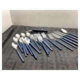 Blue Handled Flatware Set