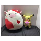 Squishmallows Caedia Cow and Pikachu Plush