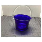 Cobalt Blue Glass Basket With Handle, 6x9 in