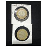 Mexico 10 Peso Coins 1987 and 2001