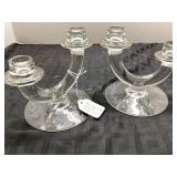 Clear Glass Double Candle Holders