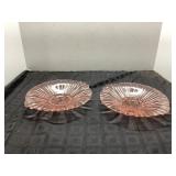 Pink Glass Plates, 8.5 Inches Wide