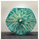 Blue Art Glass Bowl, 11 Inch Wide