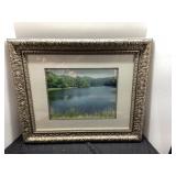 Framed Lake Landscape Photograph, 21 x 25 in