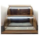 Vintage Wood and Glass Display Case with Keys
