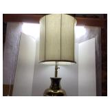 Brass Table Lamp With Shade, 43 Inches Tall