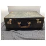 Black Vintage Suitcase with Green Lining