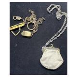 Pocket Watch Chain and Small Purse with Chain