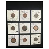 Nine U.S. Lincoln and Wheat Cents, Errors
