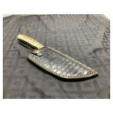 Damascus Blade Knife with Sheath, 12 Inches