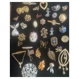 Vintage Costume Jewelry Pins and Bro