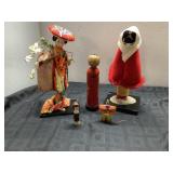 Oriental Doll Lot with Kokeshi Figures