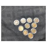 10 Lincoln Wheat Cents in Holders