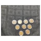 9 Soviet Union 1 Kopek Coins