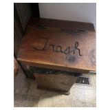 Wooden Trash Bin with Hinged Lid