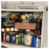 Vintage Cabinet With Assorted Contents