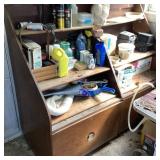 Wooden Display Case With Contents