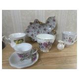 Floral Porcelain Teacups and Tray