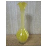 Yellow and White Swirl Glass Vase