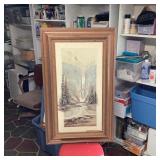 Julie Burns Framed Waterfall Landscape Painting