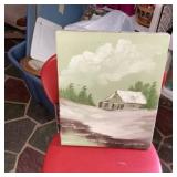 Original Winter Landscape Barn Painting