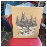 Signed Winter Forest Scene on Canvas