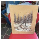 Winter Landscape Painting Signed Julie Bell