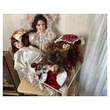 Four Vintage Dolls, One Damaged