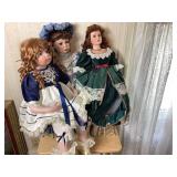 Three Vintage Porcelain Dolls