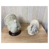 Ceramic Turkey Figures, 7" and 5"