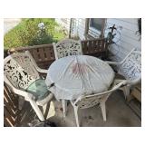 White Cast Aluminum Patio Set, 4 Chairs