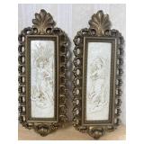 Pair Mid Century Modern Homco Angel Panels
