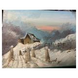 Winter Landscape Oil Painting Signed V. Nini?