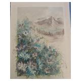 Original Floral and Mountain Landscape Oil