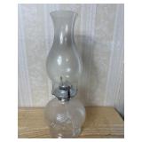 Frosted Glass Oil Lamp with Floral Design