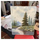 Signed Landscape Oil Painting on Canvas