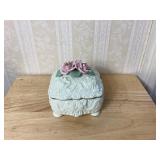 Porcelain Floral Trinket Box, 6 x 6 Inches