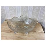 Glass Footed Bowl with Gold Trim, 7 x 11 in